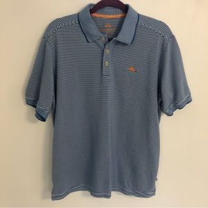 TOMMY BAHAMA Men’s Blue/White Striped Casual Polo Size M